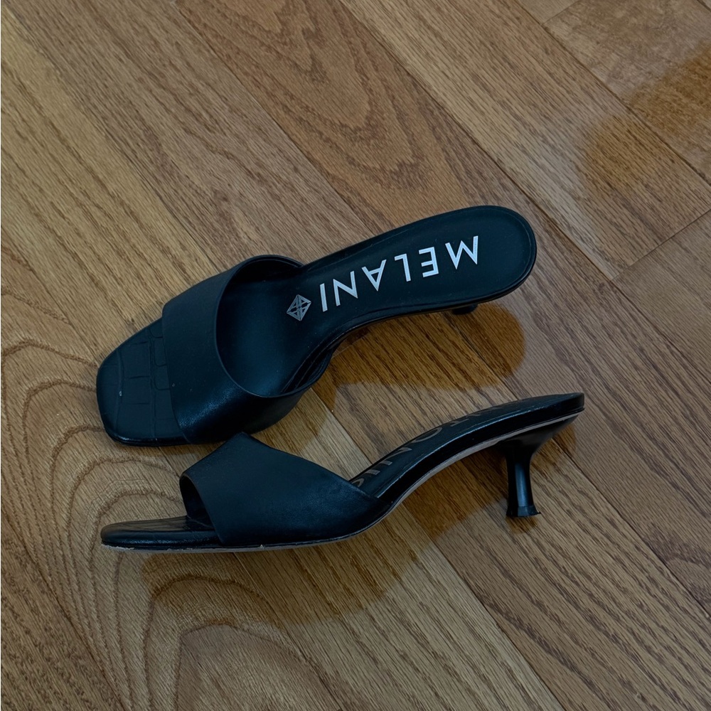 ANTONIO MELANI Black Heeled Slides